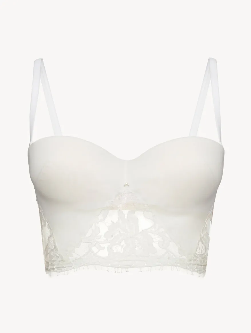 La Perla Sujetador Bandeau Con Encaje Leavers De Algodón De Color Roto
