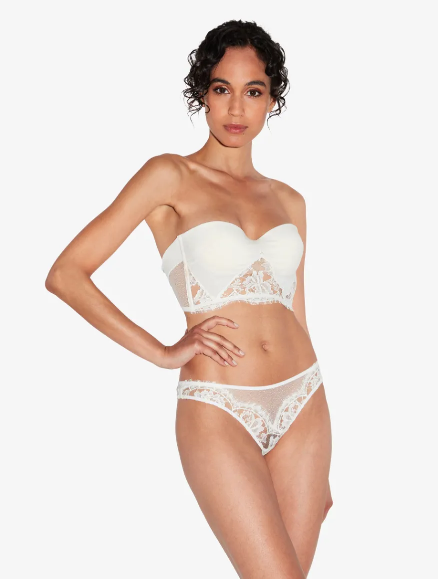 La Perla Sujetador Bandeau Con Encaje Leavers De Algodón De Color Roto