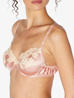 La Perla Sujetador Con Aros De Seda Rosa Empolvado Con Frastaglio