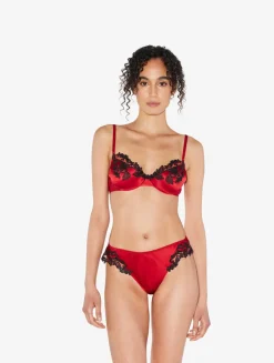 La Perla Sujetador Con Aros De Seda Rojo Con Frastaglio