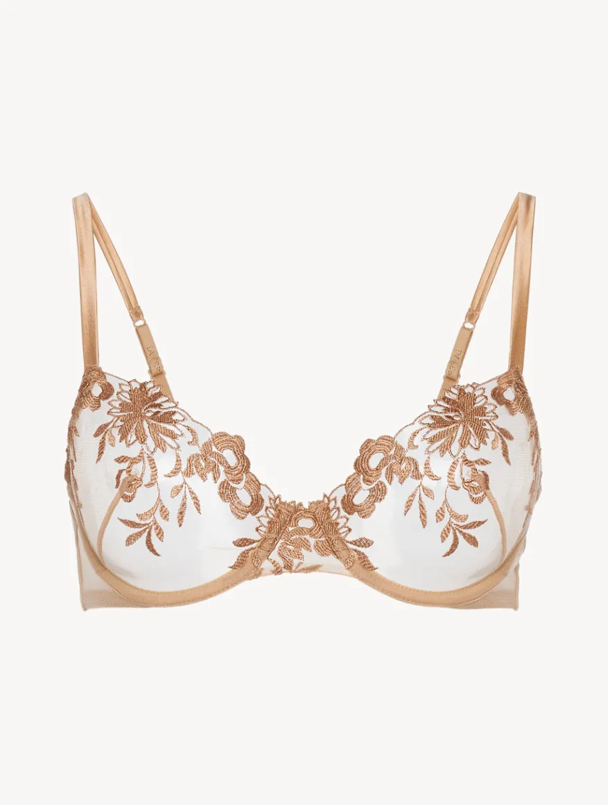 La Perla Sujetador Con Aros En Lycra Con Tul Bordado Beige