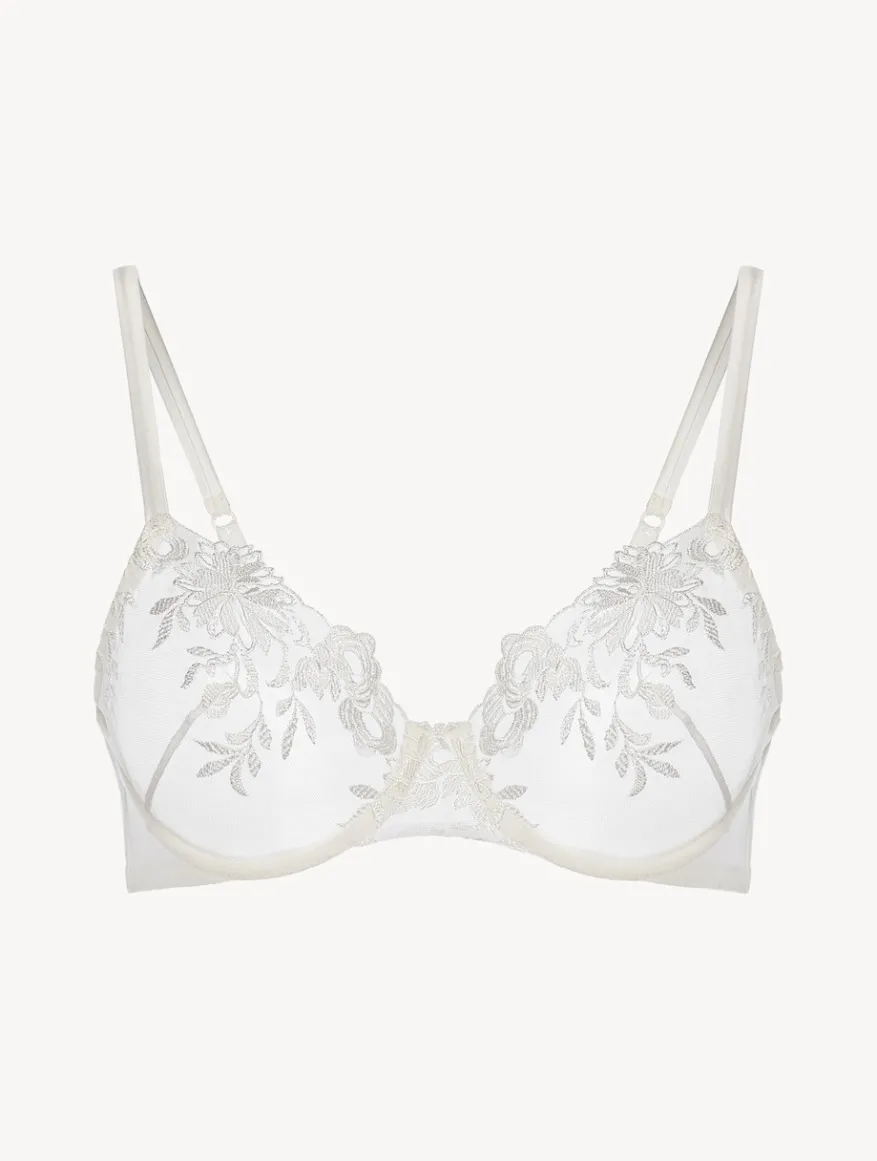 La Perla Sujetador Con Aros En Lycra Con Tul Bordado Blanquecino