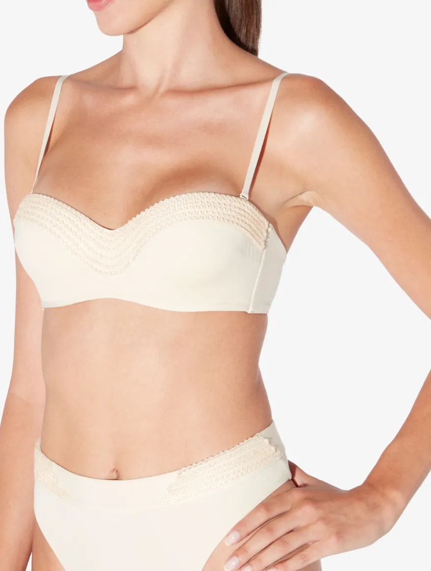 La Perla Sujetador De Bikini Bandeau De Color Champán Con Cuentas