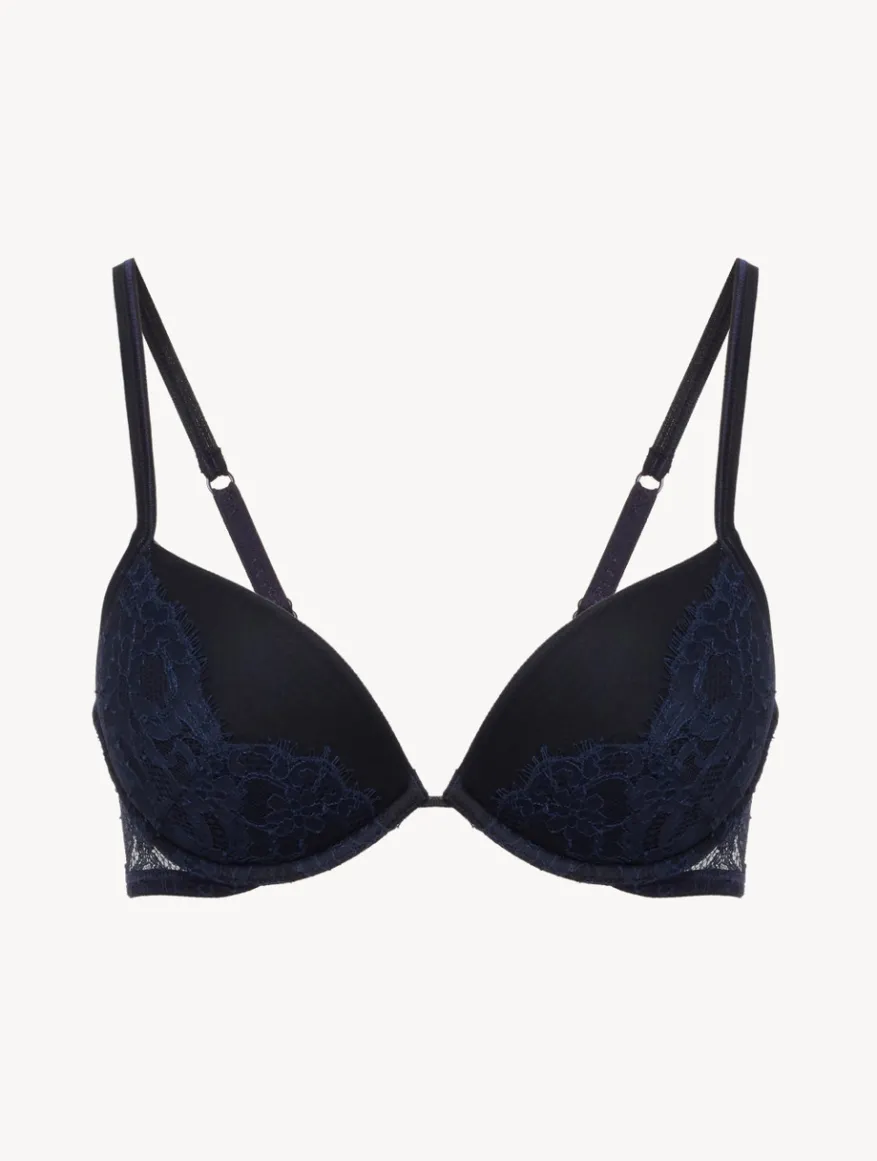 La Perla Sujetador Push-Up De Color Acero Y Negro Con Encaje Leavers