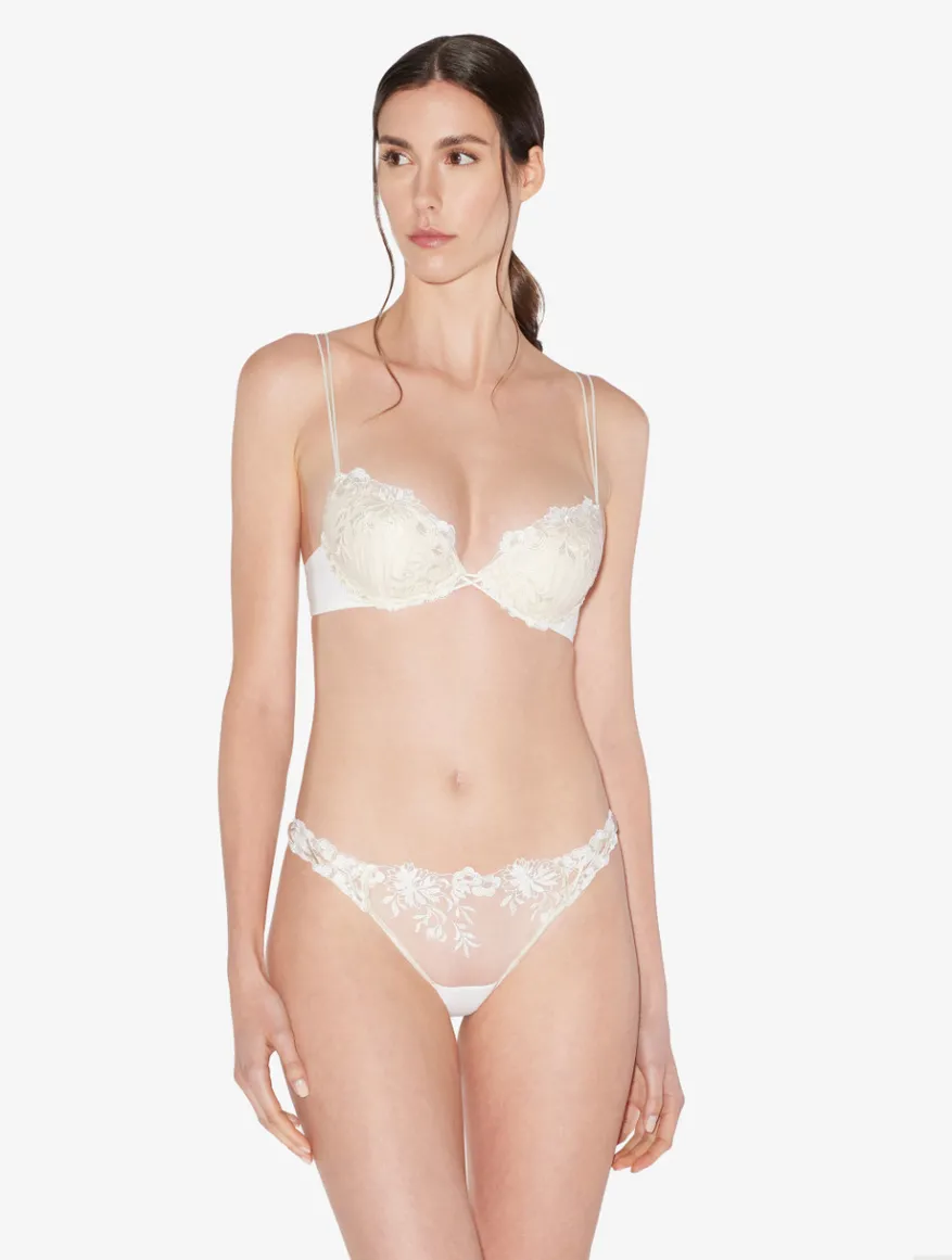 La Perla Sujetador Push-up De Lycra Con Tul Bordado Blanquecino