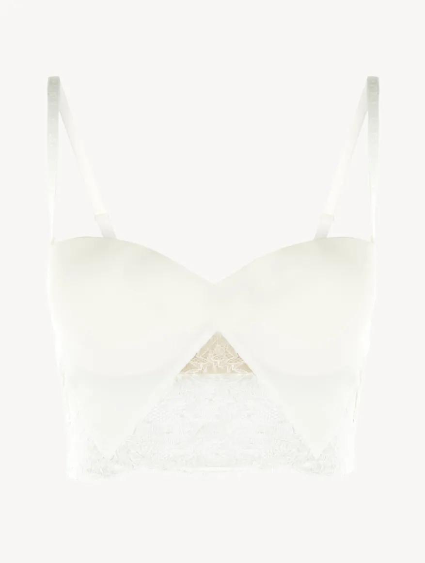 La Perla Sujetador Sin Tirantes De Lycra® Con Encaje Chantilly Color Blanco