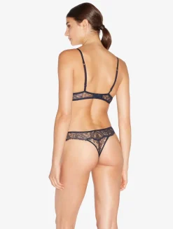 La Perla Sujetador Soft Bralette De Color Azul Acero Y Negro Con Encaje Leavers