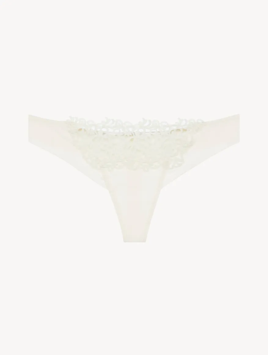 La Perla Tanga Blanquecino Con Macramé