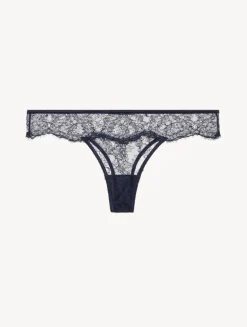 La Perla Tanga De Color Acero Y Negro Con Encaje Leavers