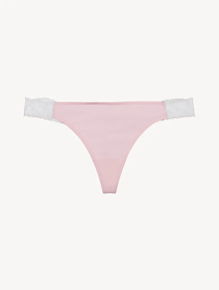La Perla Tanga De Encaje En Rosa Y Crema