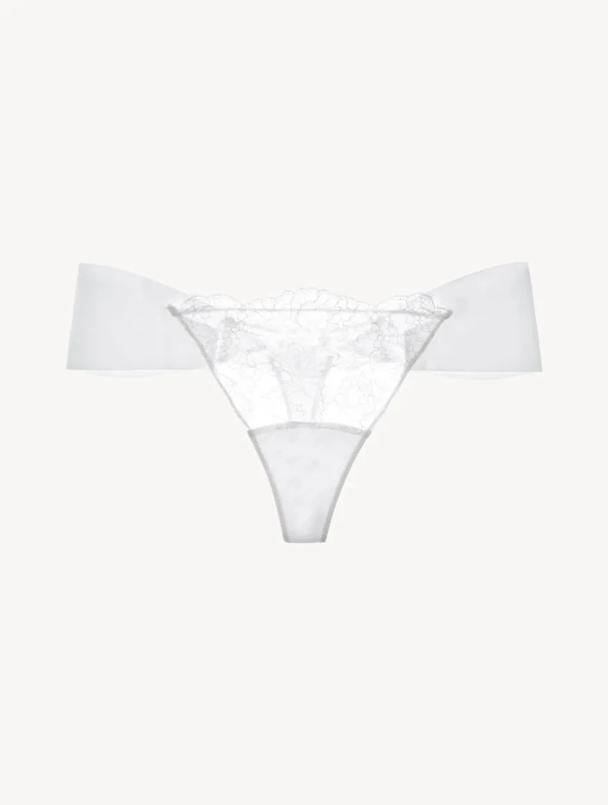 La Perla Tanga De Lycra® Con Encaje Chantilly Color Blanco
