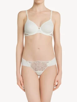 La Perla Tanga De Lycra® Con Encaje Chantilly Color Blanco