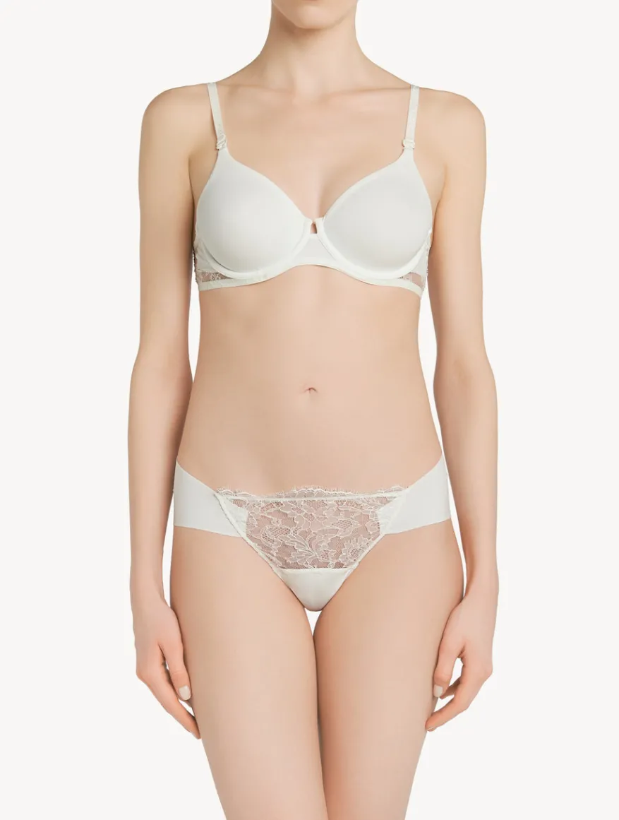 La Perla Tanga De Lycra® Con Encaje Chantilly Color Blanco
