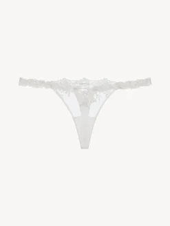 La Perla Tanga De Lycra Con Tul Bordado Blanquecino