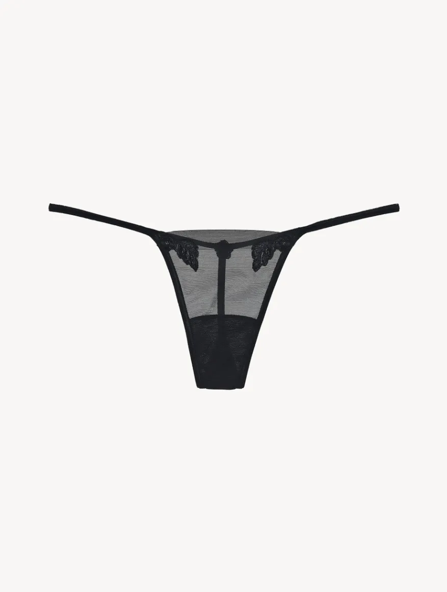 La Perla Tanga De Tul Elástico Negro Transparente
