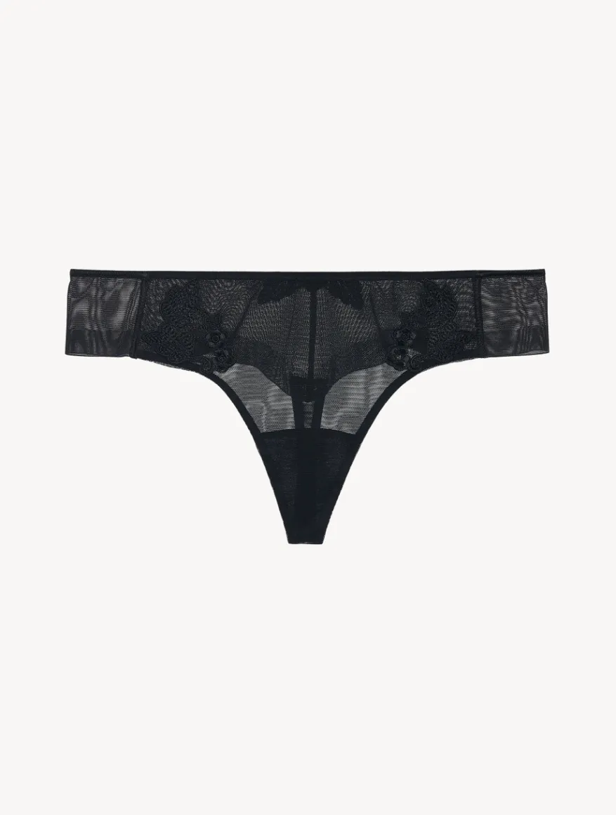 La Perla Tanga De Tul Negro Bordado Transparente