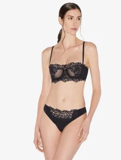 La Perla Tanga Negro Con Macramé