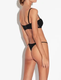 La Perla Tanga Onyx Con Tul Bordado
