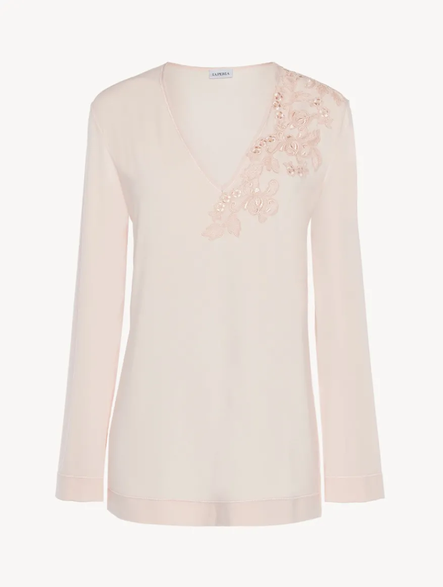 La Perla Top De Manga Larga En Modal Rosa