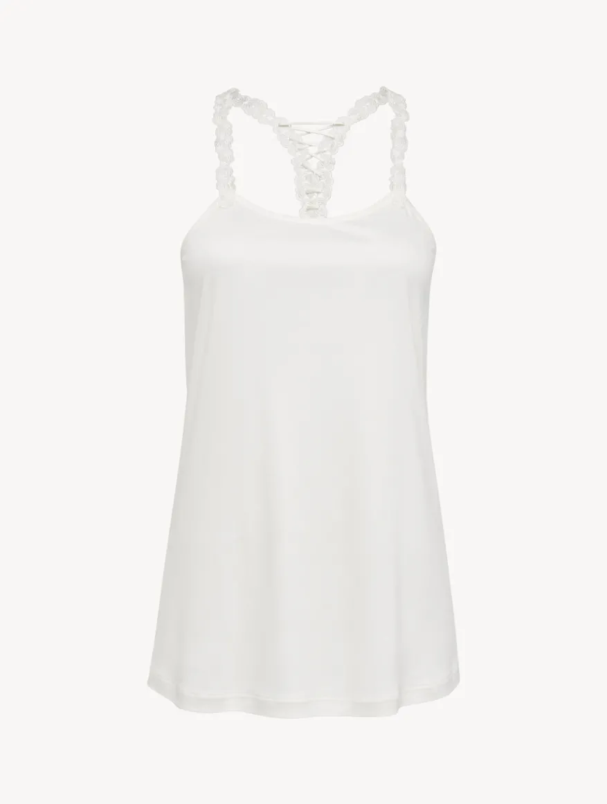 La Perla Top De Modal Con Tul Bordado Blanquecino