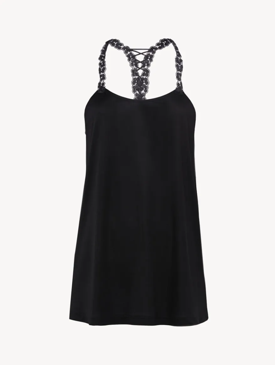 La Perla Top De Modal Con Tul Bordado Negro
