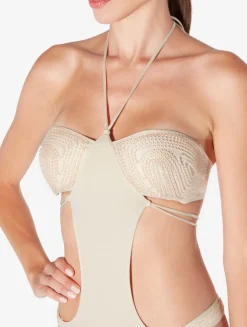 La Perla Trikini De Color Champán Con Cuentas
