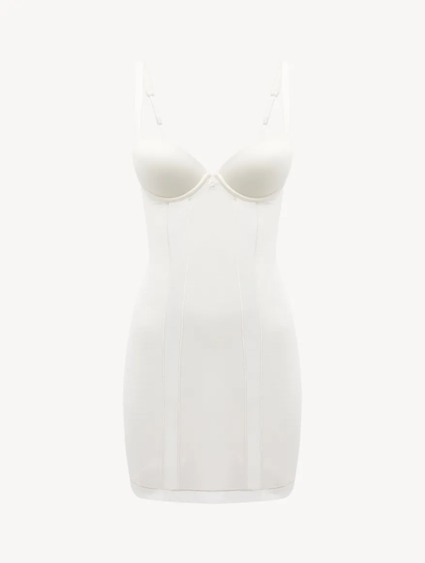 La Perla Vestido Estilo Camisón De Tul Elástico Blanquecino